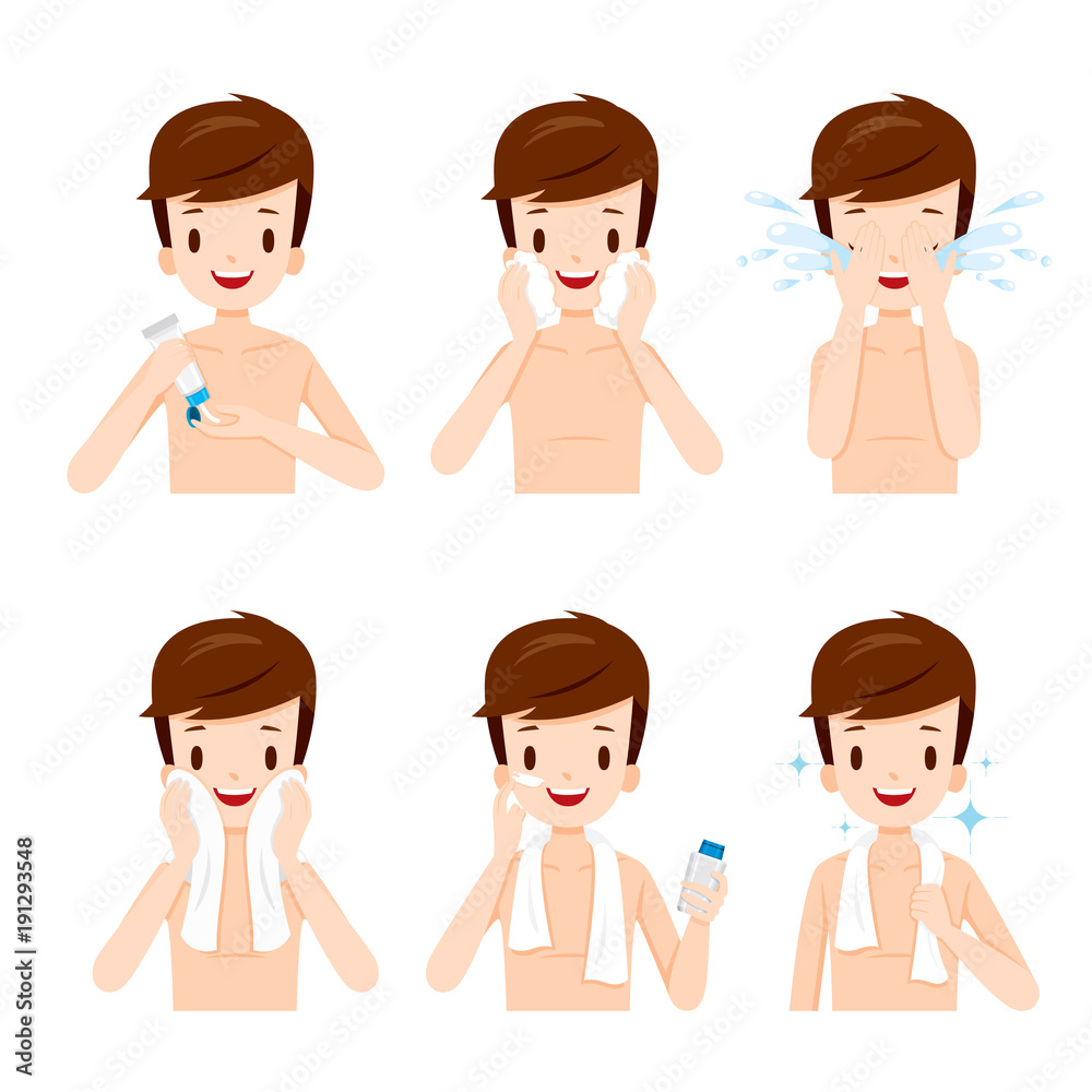 Man Cleaning And Care His Face Set, Facial, Skin, Treatment, Beauty, Cosmetic, Makeup, Healthy, Lifestyle Man Cleaning And Care His Face Set, Facial, Skin, Treatment, Beauty, Cosmetic, Makeup, Healthy, Lifestyle
