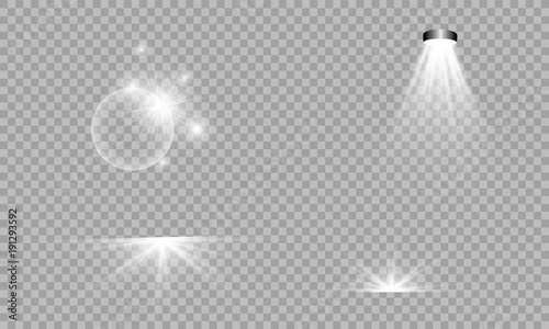 White iridescent light effect star design. Shiny transparent rays vector background. Bright transparent glowing sparkling star  abstract flare light rays.