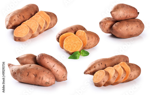 Slices sweet potato isolated on a white background.