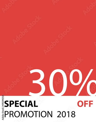 Special Promotion 30 percent pantone style vector (orange color) for banner or poster. Sale and Discounts Concept.