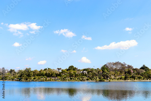 Fototapeta Naklejka Na Ścianę i Meble -  beautiful view of Mae Fah Luang park in Chaing Rai , Thailand with over light in the background
