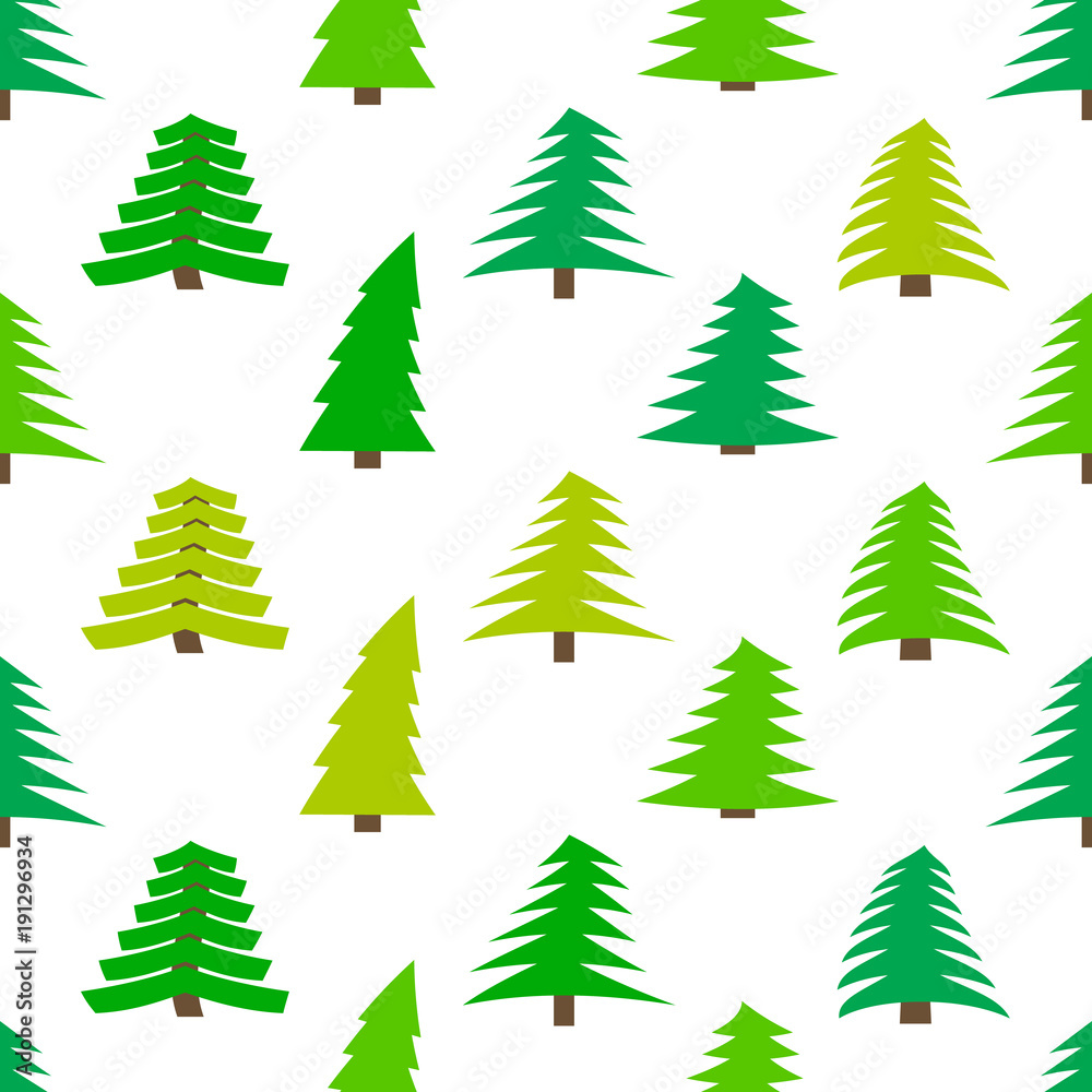 Fototapeta premium Seamless pattern with spruces on white background. Vector illustration 