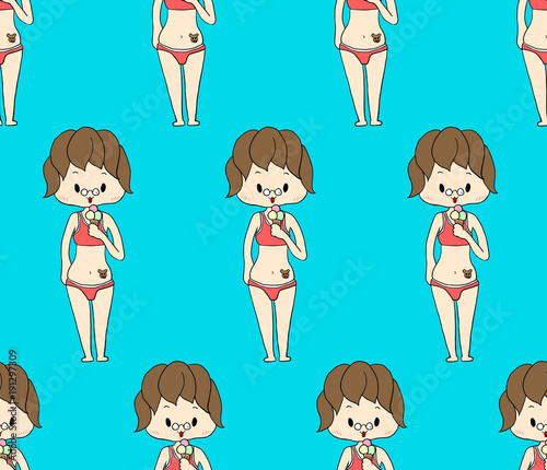 Cute Girl in Swimsuit - Tee...