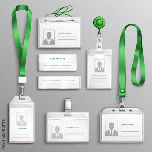 Id Cards Badges Realistic Set 