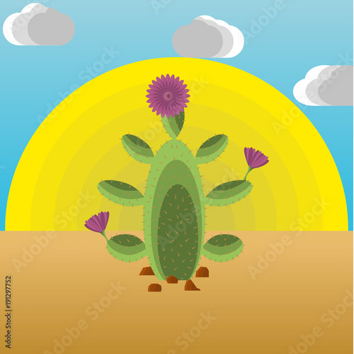 Illustration of an extractive cactus in the desert