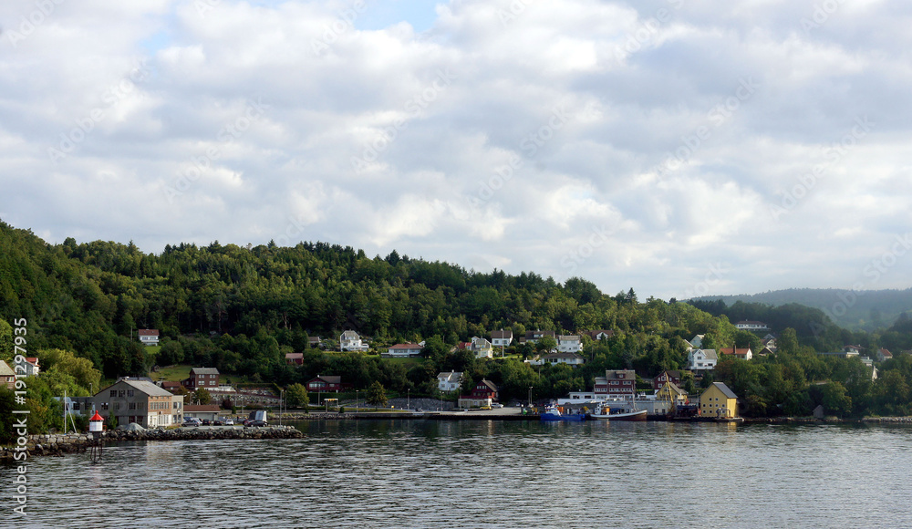 View of town from the water, Tau, Rogaland, Norway