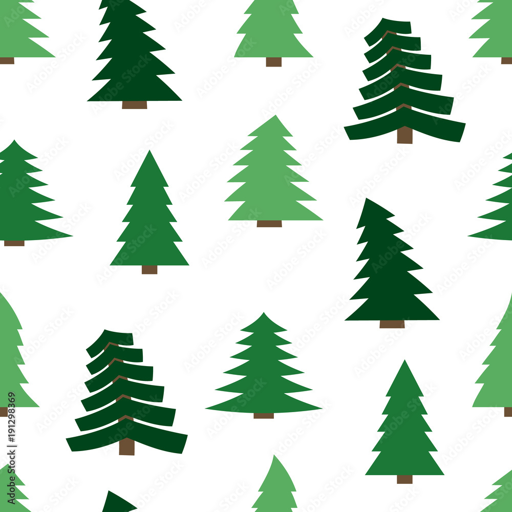 Seamless pattern with spruces on white background. Vector illustration
