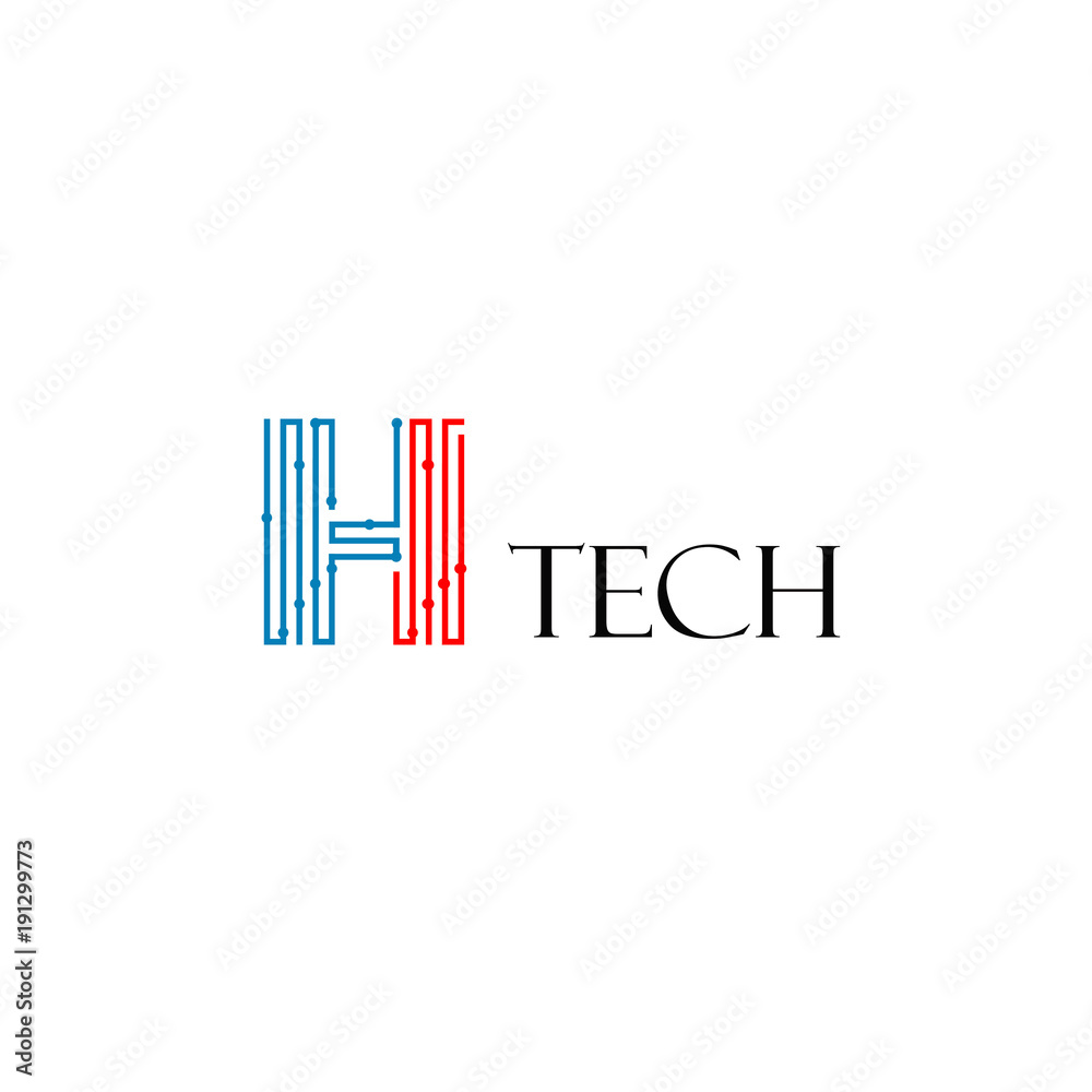 Letter  H Logo Design Template, Technology Abstract