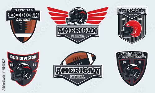 Set of american football emblems, labels and logo.