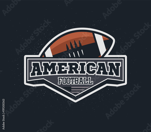 American football emblem with grunge background.