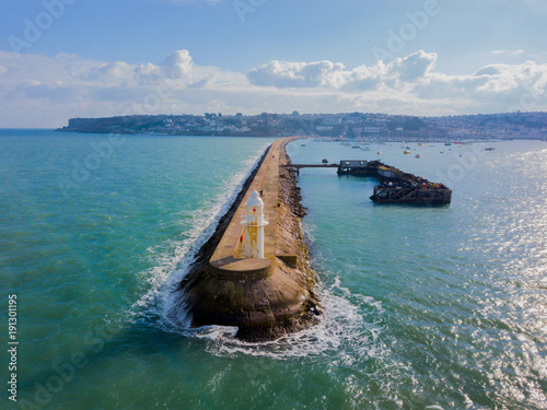 The breakwater at Brixham, Devon, UK