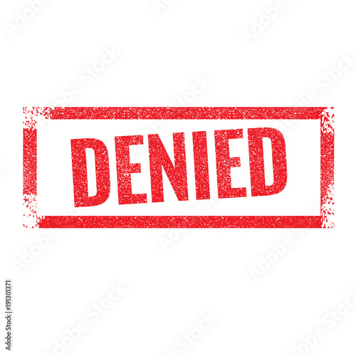 Denied grunge retro red isolated stamp on white background