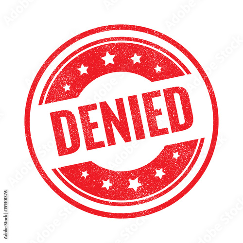 Denied grunge retro red isolated stamp on white background