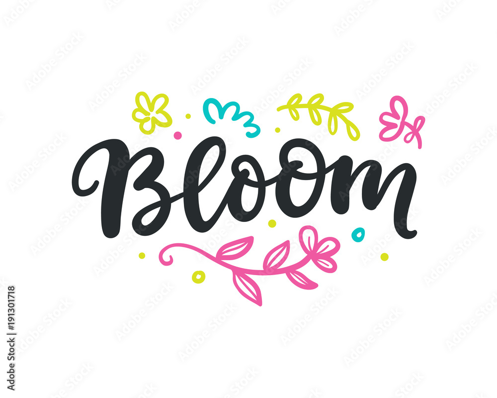 Spring modern calligraphy. Bloom logo