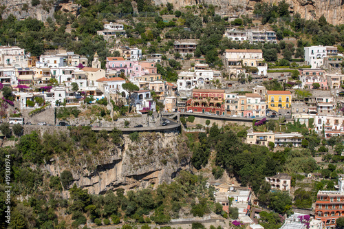 Small town of Positano along Amalfi coast with its many wonderful colors and terraced houses, Campania, Italy. © wjarek