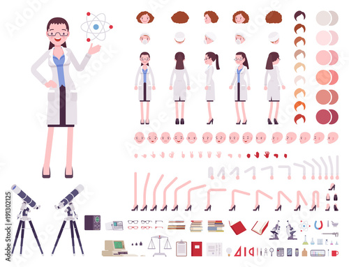 Female scientist character creation set