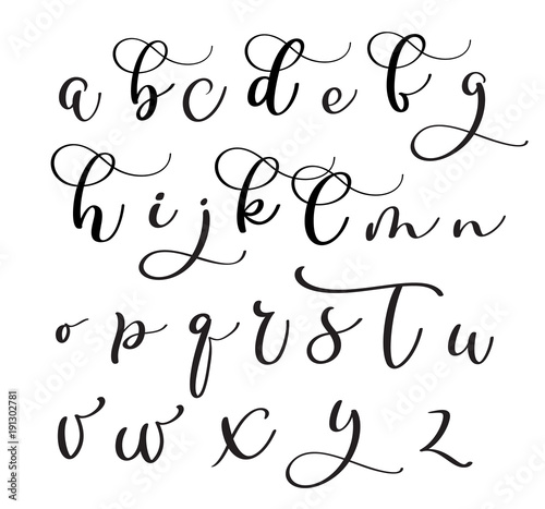 Brushpen alphabet. Modern calligraphy handwritten letters Vector illustration