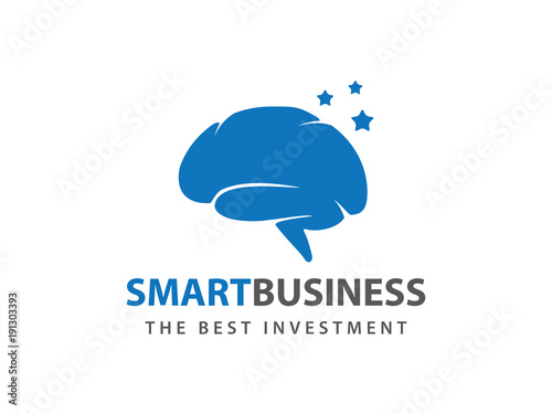 blue smart star brain vector logo design