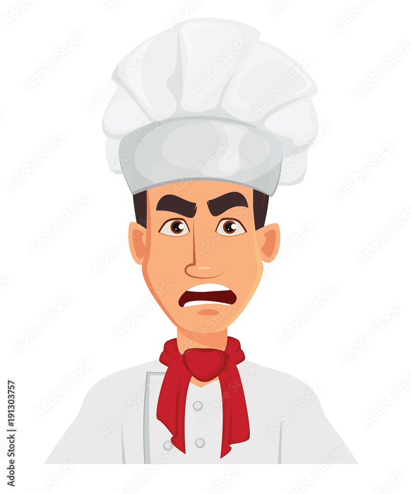 Face expression of chef man – angry. Face expression of chef man – angry.