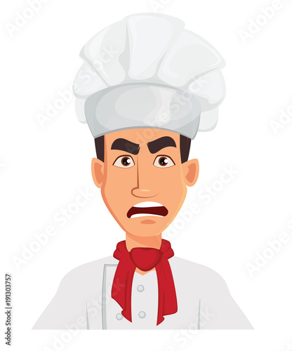 Face expression of chef man – angry.