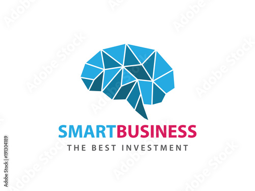 blue angular matrix smart brain vector logo design