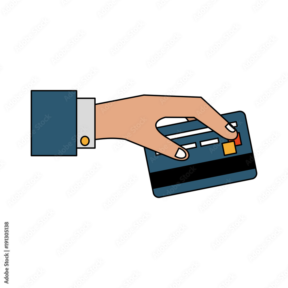 Hand with credit card icon vector illustration graphic design Hand with credit card icon vector illustration graphic design