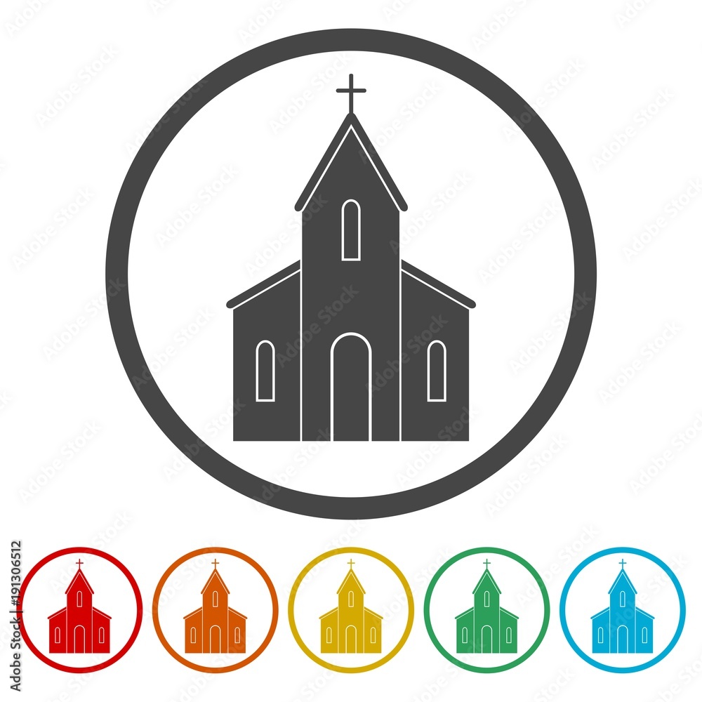 Symbol Church Building, 6 Colors Included