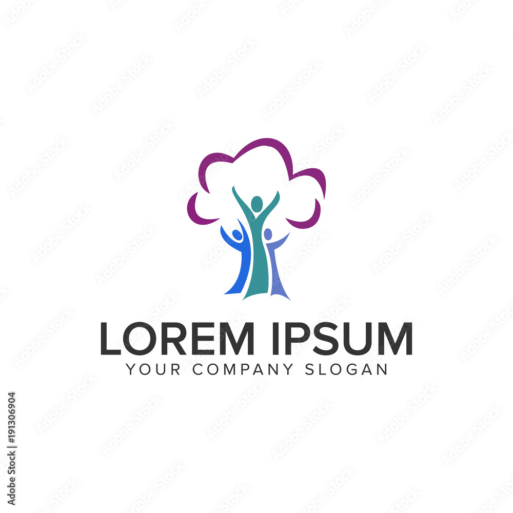people tree care logo design concept template. fully editable vector people tree care logo design concept template. fully editable vector