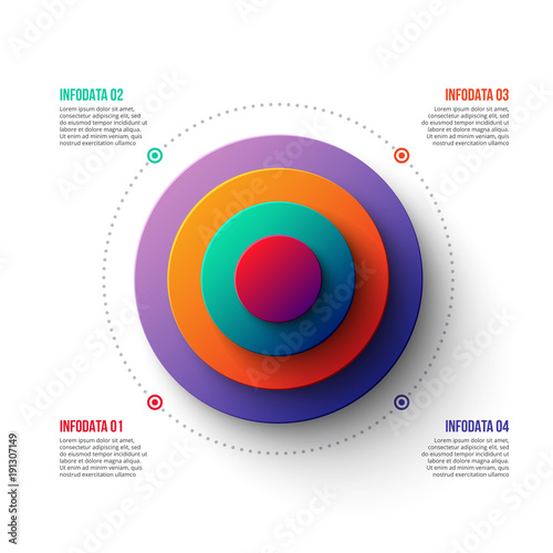 Business data visualization. Abstract gradient element of graph, diagram with 4 steps, options, parts or processes. Vector business template for presentation. Creative concept for infographic.