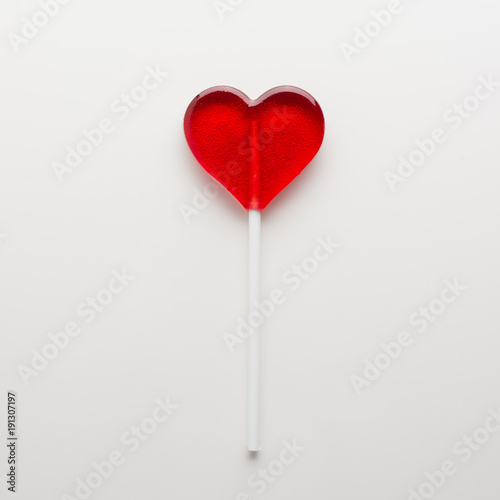 Candy heart on white background isolated. Minimal love concept. Romantic Style.