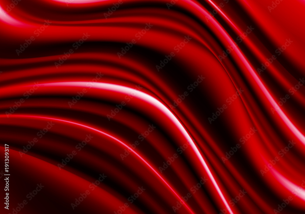 Red fabric satin wave luxury background vector illustration.