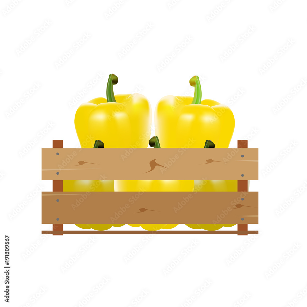 Box with pepper, wooden, fruit, fresh, natural, Box with pepper, wooden, fruit, fresh, natural,