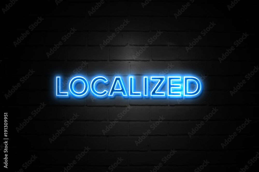 Localized neon Sign on brickwall Localized neon Sign on brickwall