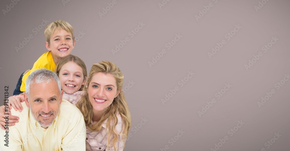 Family together with brown background