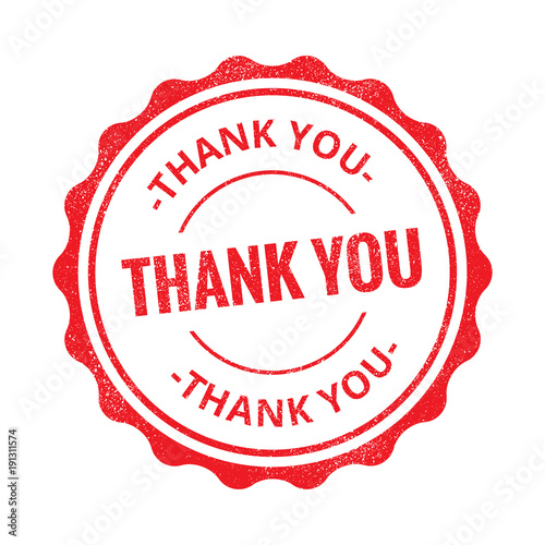Thank You grunge retro red isolated stamp on white background