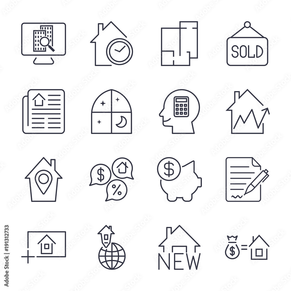 Simple Set of Real Estate Related Vector Line Icons. Editable stroke. Simple Set of Real Estate Related Vector Line Icons. Editable stroke.
