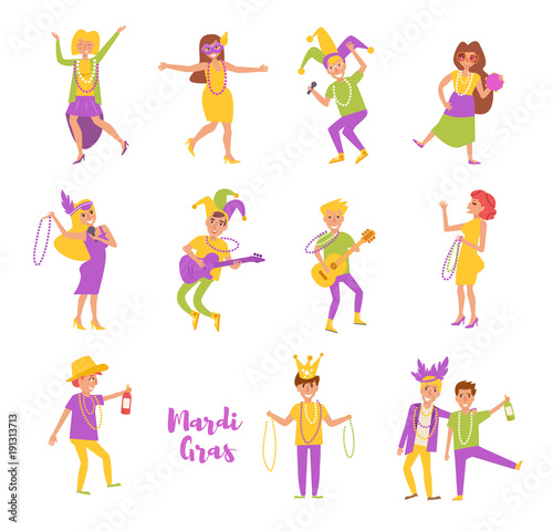 Set with people celebrating