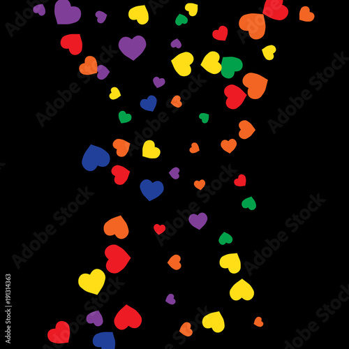 Vector Confetti Background Pattern.  Element of design.  Colored hearts on a black background