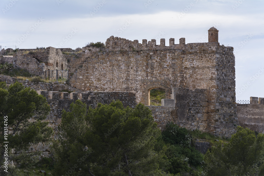 Muralla en el castillo de Sagunto. Valencia. España