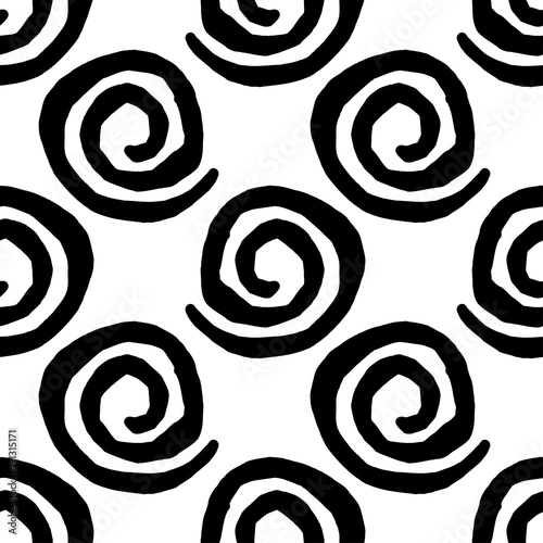 Seamless geometric pattern. Squiggles texture. Bright colors and simple shapes. Trendy seamless pattern designs.