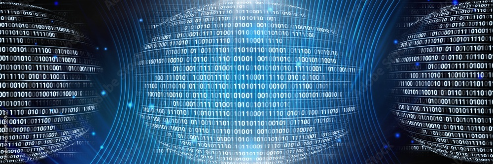 Code binary interface and blue background Code binary interface and blue background
