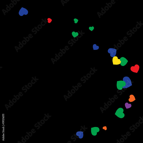 Vector Confetti Background Pattern.  Element of design.  Colored hearts on a black background