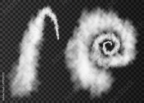 Plane smoke arc and spiral  track.