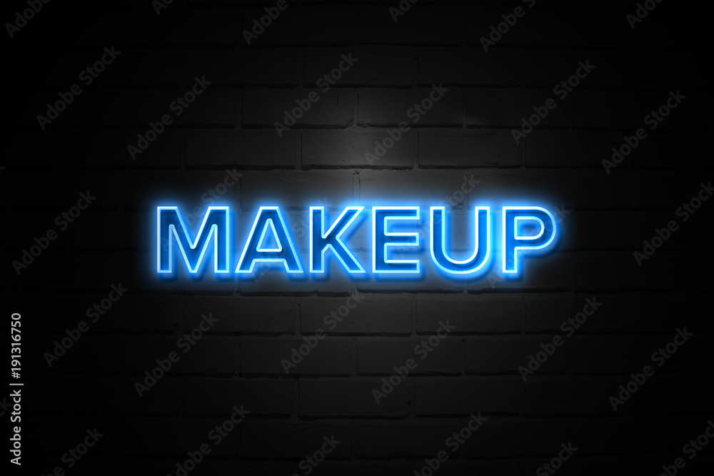 Makeup neon Sign on brickwall Makeup neon Sign on brickwall