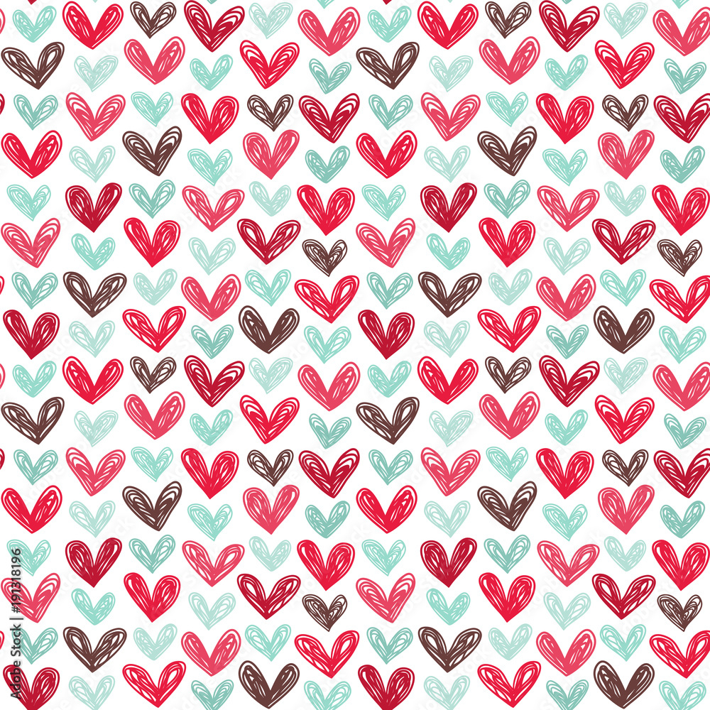 Seamless vector pattern with doodle hearts. Great for Can be fabric, textile, wallpaper, web page background. Seamless vector pattern with doodle hearts. Great for Can be fabric, textile, wallpaper, web page background.