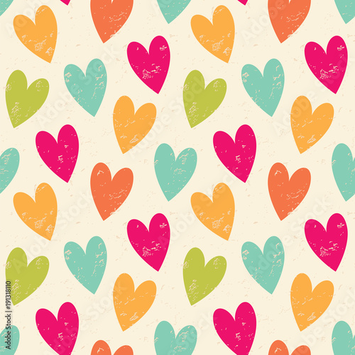Valentine's Day bright seamless pattern with hearts. Vector illustration.