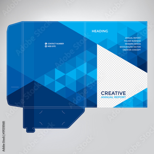 Folder design, cover for catalogue, brochures, layout for placement of photos and text, modern geometric design