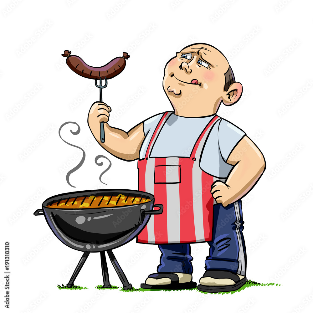 Cartoon BBQ cook Illustration Stock | Adobe Stock