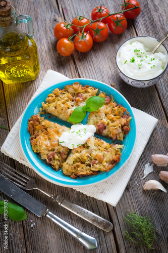 Delish potato pancakes with bacon