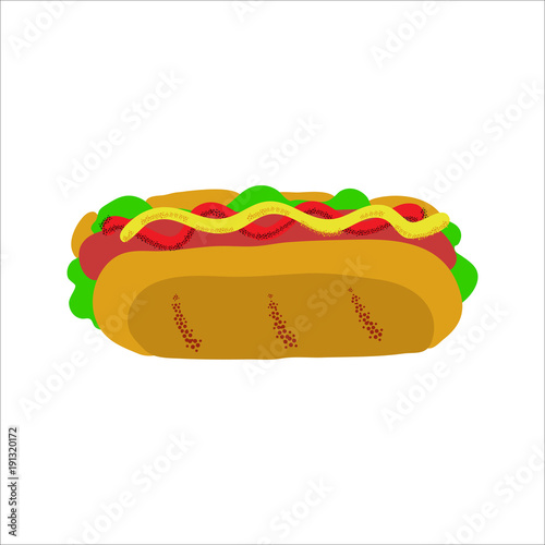 Fototapeta Naklejka Na Ścianę i Meble -  Memorial day picnic food illustration hot dog